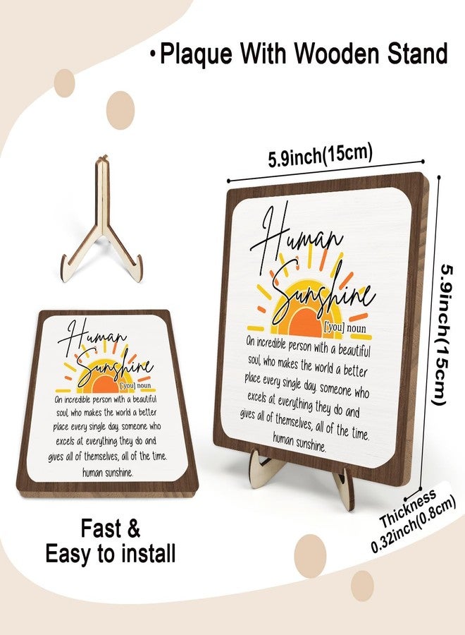 DMADNF Sunshine Gift, Motivational Appreciation Gift for Women Men, Wooden Plaque Sign for Coworker Teacher Office Desk Home Decor Human Sunshine Gifts - Image 2